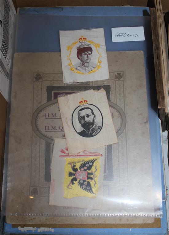 Collection of Queen Elizabeth II stamps, three Stevenogrpahs and four albums of cigarette cards